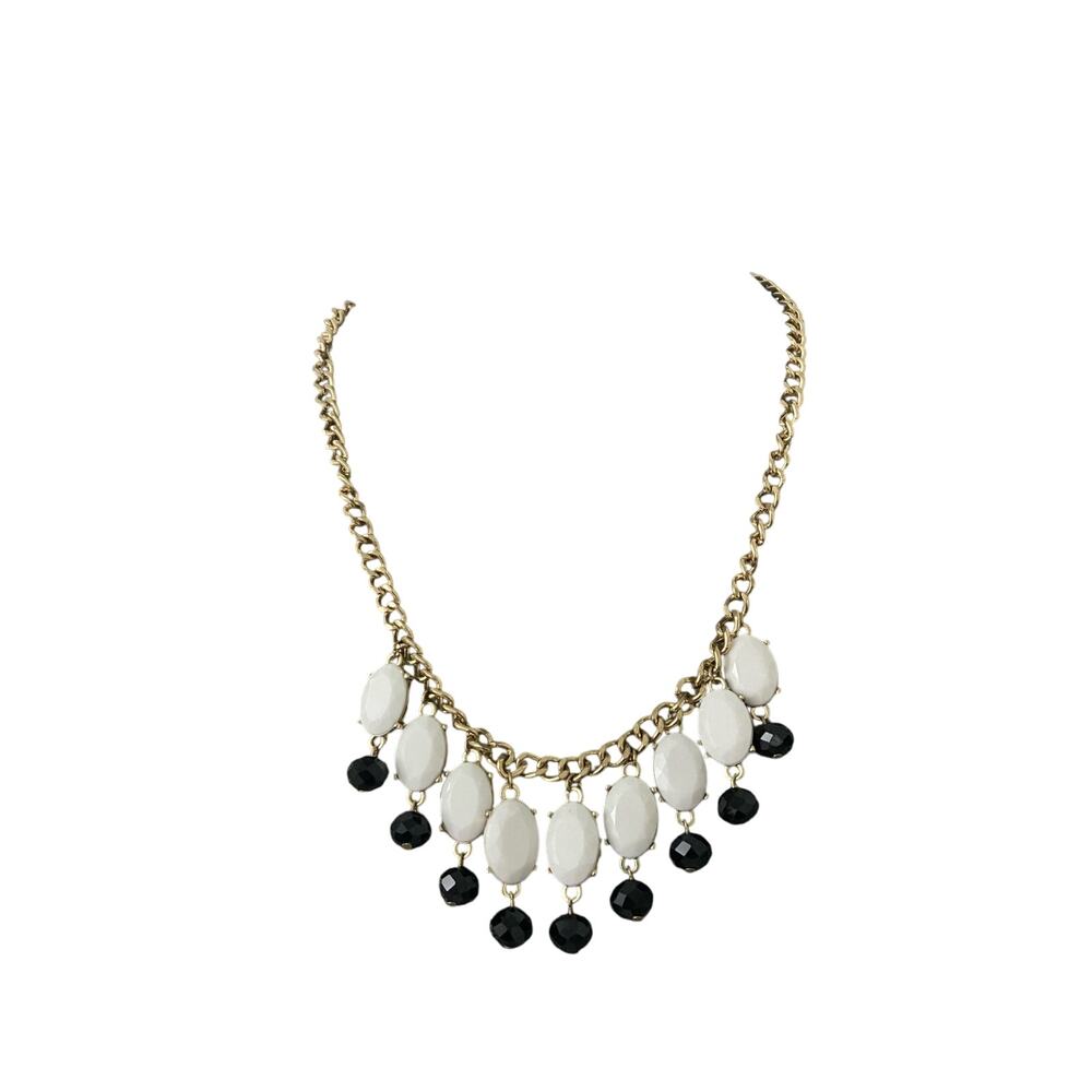 Black and white Necklace gold tone